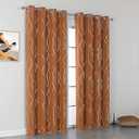 Print Blackout Curtains, Wave Pattern Grommet Room Darkening Window Panels, Thermal Insulated Curtain Drapes for Nursery Room (55"x 7fit, 2 Panels, Orange Flame)