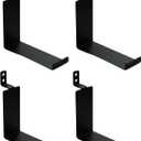 4PCS Wood Slat Acoustic Panels Hanging Hook, Steel Slatwall Shelves Fluted Sound Absorbing Hook Shelving Organizer Accessories (4PCS Steel Hook)