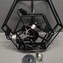 7-Light Dining Room Chandelier, Black Geometric Cage Ceiling Light Fixture, Adjustable Height Farmhouse Hanging Industrial Pendant Light with E26 Base for Kitchen Island Living Room Bedroom Foyer