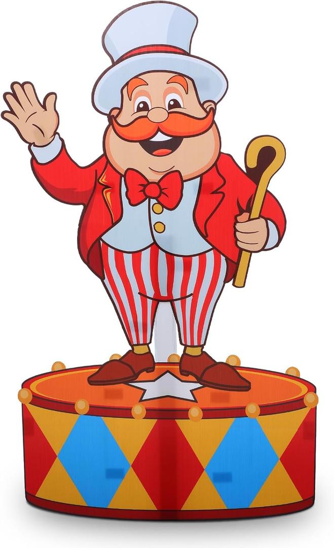 Roowest 5.1 Feet Circus Ring Leader Stand up Cardboard Cutout Life Size Circus Carnival Theme Party Decoration Backdrop Photo Props Stand up Cardboard for VBS Carnival Clown Birthday Party Supply