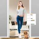 White Metal Dog Gate for Small Dogs - 13.3" Short Freestanding Puppy Gate with Retractable Sliding Rail, No Installation, Indoor/Outdoor Use, Foldable & Portable Pet Barrier