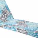 JMGBird Outdoor Chaise Lounge Cushion 70 * 22 * 4.5 Inch, Patio Chaise Chair Cushions with Straps Waterproof Foldable Pool Thick Lounge Cushions Outdoor Furniture (Light Blue With White)