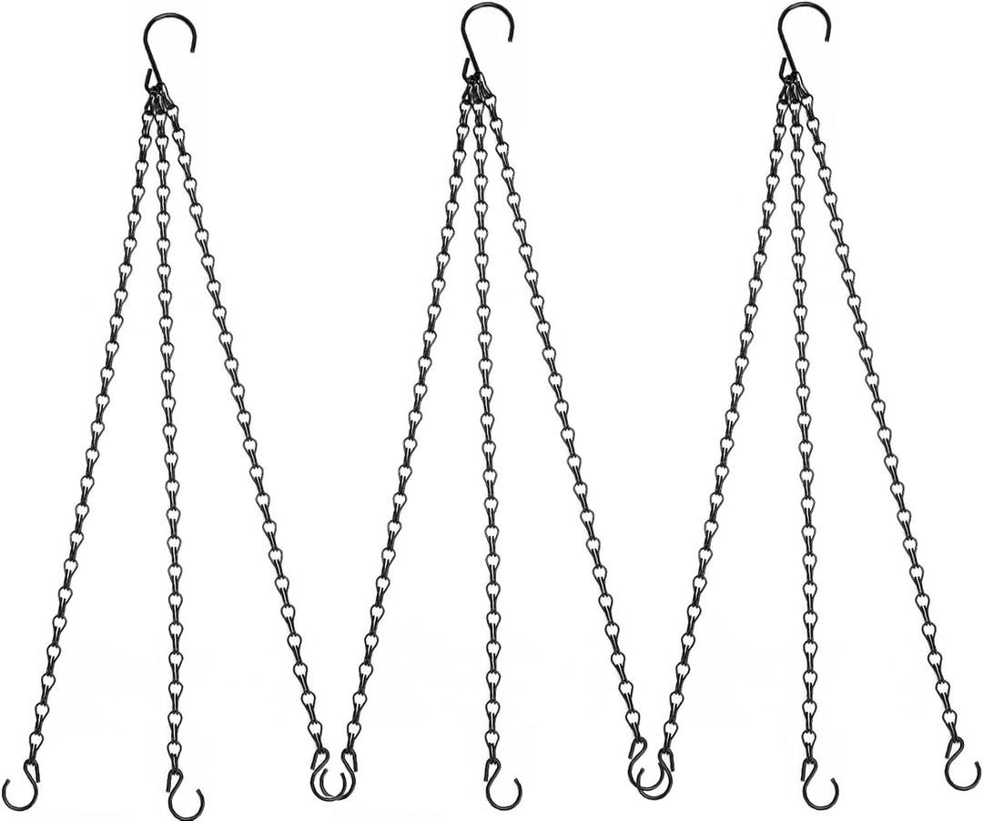 Hanging Baskets Chains 23 Inches 3 Leads Hanging Chains Flower Pot Hanger Replacement Plant Hangers for Planters and Lanterns, Pack of 3 (3 Legs) Hanging Baskets Chains 23 Inches 3 Leads Hanging Chains Flower Pot Hanger Replacement Plant Hangers for Planters and Lanterns, Pack of 3 (3 Legs)