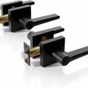 Door Locks for Front Door - 1 Pack Doorknobs for Exterior Door Matte Black Standard Door Handle with Lock Entrance Door Levers with Keys