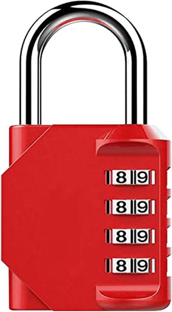 Combination Lock 4 Digit, Resettable Locker Lock,Waterproof Metal Combination Padlock for School Gym Locker, Sports Locker, Fence, Toolbox, Gate and Storage- Easy to Use and Set (Red), Pack of 2