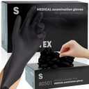 FINITEX - Black Nitrile Disposable Gloves, 5mil, Powder-free, Medical Exam Latex-Free 100 PCS For Examination Home Cleaning Food Glove (Small)
