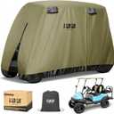 10L0L Golf Cart Cover 2/4/4+2 Passenger for Yamaha EZGO Club Car, Heavy Duty 420D Waterproof Windproof Durable Polyester Golf Cart Cover with 3 Zipper Doors for All-Weather Protection (Black/Silver) (Army Green) Size: L- For 2/2+2/4 Passenger Cart