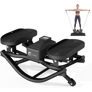 COKTIK Rock Stepper, Side Steppers for Exercise at Home | 350 LBS Weight Capacity, Noise-Reducing & Portable Rocker Exercise Equipment with Resistance Bands & Non-Slip Mat