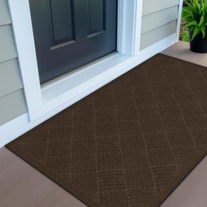Apache Mills Textures 3' x 5' Basketweave Heavy Duty Walnut Door Mat  Weather & Stain Resistant, Non-Slip, Durable Outdoor Mat, Made in USA  Superior Scraping Entrance Mat for Home & Commercial Use (Chocolate)