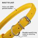2 x CollarDirect Rolled Leather Dog Collar, Soft Padded Round Puppy Collar, Handmade Genuine Leather Collar Dog Small Large Cat Collars 13 Colors (6 Inch, Yellow Smooth)