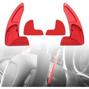 Alloy Car Steering Wheel Shift Paddle Extension Compatible for Dodge Durango 2014-2024, Charger Challenger 2015-2024, Compatible for Jeep Grand Cherokee 2014-2020 Paddle Shifter Extended Cover Trim (Red-Aluminum)