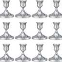 12 Pcs Silver Candle Holders, Silver Candlestick Holders Set for Table Centerpiece, Vintage Taper Candle Stand, Home Decor, Weddings, Festival and Dining Parties (Sliver)