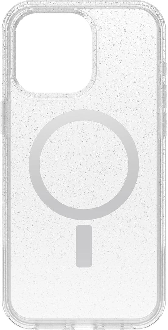 OtterBox iPhone 15 Pro MAX (Only) Symmetry Series Clear Case - Stardust (Clear/Silver), Snaps to MagSafe, Ultra-Sleek, Raised Edges Protect Camera & Screen