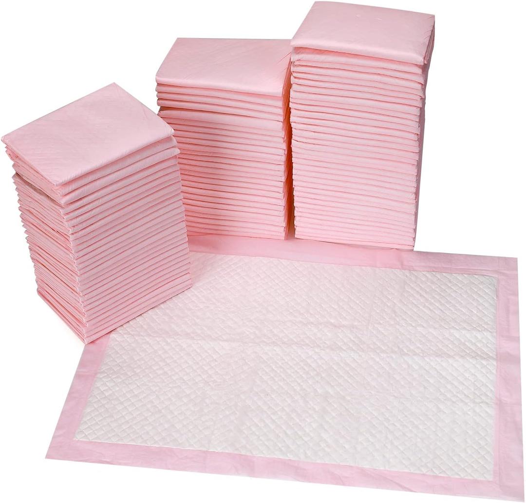 80 Count Disposable Baby Changing Pads, 18x18 Pink Super Absorbent Leakproof Quick-Drying, Soft Skin-Friendly Disposable Underpads for Infants, Mess-Free Diaper Changes at Home or On-The-Go