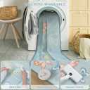 STARUIA Girls Rugs for Bedroom, 3x5 Washable Kids Rugs for Playroom, Non Slip Soft Kids Room Nursery Butterfly Rug, Non Shedding Baby Carpet for Daycare Castle Dorm Indoor Decor(Blue,3'x5')