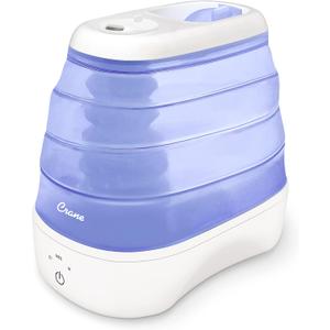 Crane Collapsible Cool Mist Humidifier for Bedroom and Office, 1 Gallon Portable Humidifier for Travel and Easy Storage, Blue and White