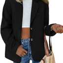PRETTYGARDEN Blazers for Women Business Casual Fall Dressy Oversized Faux Suede Suit Jackets Work Office Teacher Clothes (Black, X-Large)