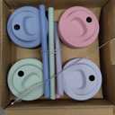 Elk and Friends Kids + Toddler Glass Cups | The Original 8oz Glass Mason Jar with Sleeves + Lids | Silicone Straws + Stopper | Smoothie Cup | Food Storage | Spill Resistant | Dishwasher Safe | 4 Pack (Sage/Blush/Lilac/MistyBlue)