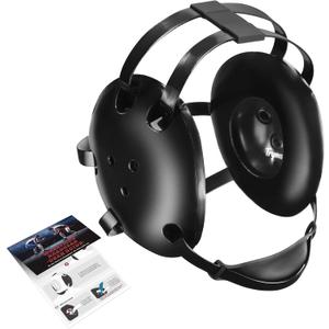 Trymaker Wrestling Headgear, Youth Wrestling Head Gear with Chin Cup, Sorf Ear Guard for MMA, Jiu-Jitsu (for Users Age 10+) (Black Headgear & Black Strap)