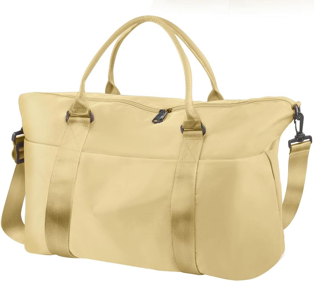 Travel Duffle Bag, Weekender Travel Bag Men Small Gym Bag for Women, Hospital Bag for Labor and Delivery, Overnight Bag Luggage Bag with Trolley Sleeve, Airplane Travel Essentials for Flying(Yellow) 27x55x18 cm/10.63x21.65x7.09 