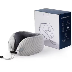 XSWQDLQ Travel Neck Pillow/Electric Neck Massager with Heating, Memory Foam Pillow for Neck Pain Relief, Neck Support Pillow for Airplane, Car, Office, Gift (Grey)