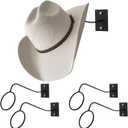 4Pack Cowboy Hat Holder,Cowboy Hat Rack For Wall Mount Western Rustic Metal Cowboy Hats Hanger,for Storage and Display at Closet Bedroom Living Room for Hats Coats(Black,Size:24.4*7*6cm)