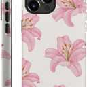 Generic Case Compatible with iPhone 12 Pro Max - Hybrid Durable Shockproof Phone Cover,Cases for Woman Girl - Pink Lily Flower