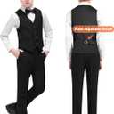 Boys Suit 5-Piece & 4-Piece Vest Set with Tie+Bowtie+Suspenders| Regular & Husky Fit (M)