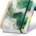 Spiral Journal Notebooks for Work, 300 Pages 5 Subject Notebook College Ruled with Dividers & Tabs, 8''x 10'' Large Notebook Journal for Women Students Note-Taking and Organizer (Teal Luxe Marble)