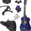 30" Left Handed Wood Guitar with Case and Accessories for Kids/Girls/Boys/Teens/Beginners (Blue)