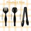 30pcs Disposable Plastic Serving Utensils Set 8.6'' Disposable Black Plastic Serving Spoons Forks Tongs Heavy Duty Black Large Party Utensils Supplies for Buffet Restaurant Dinner Wedding Salad Noodle
