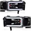 PIT66 Pair Headlight LED Light Strip w/o Bulbs Compatible with Dodge Ram 1500 1994-2001/Ram 2500 3500 1994-2002 (Not Fit Sport & Ram Van Model) Headlamps Clear Lens Black Housing Clear Refelector