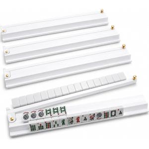 4.74 lb 21 in Wooden Oversized Mahjong Racks with Pushers(White), 21 inches Extra Large