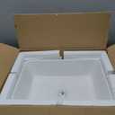 Lordear Vessel Sink Rectangle 19 Inch Bathroom Sink,Rectangular Modern Above Counter Bathroom Sinks White 19x15 Inch Porcelain Ceramic Vessel Vanity Sink Art Basin