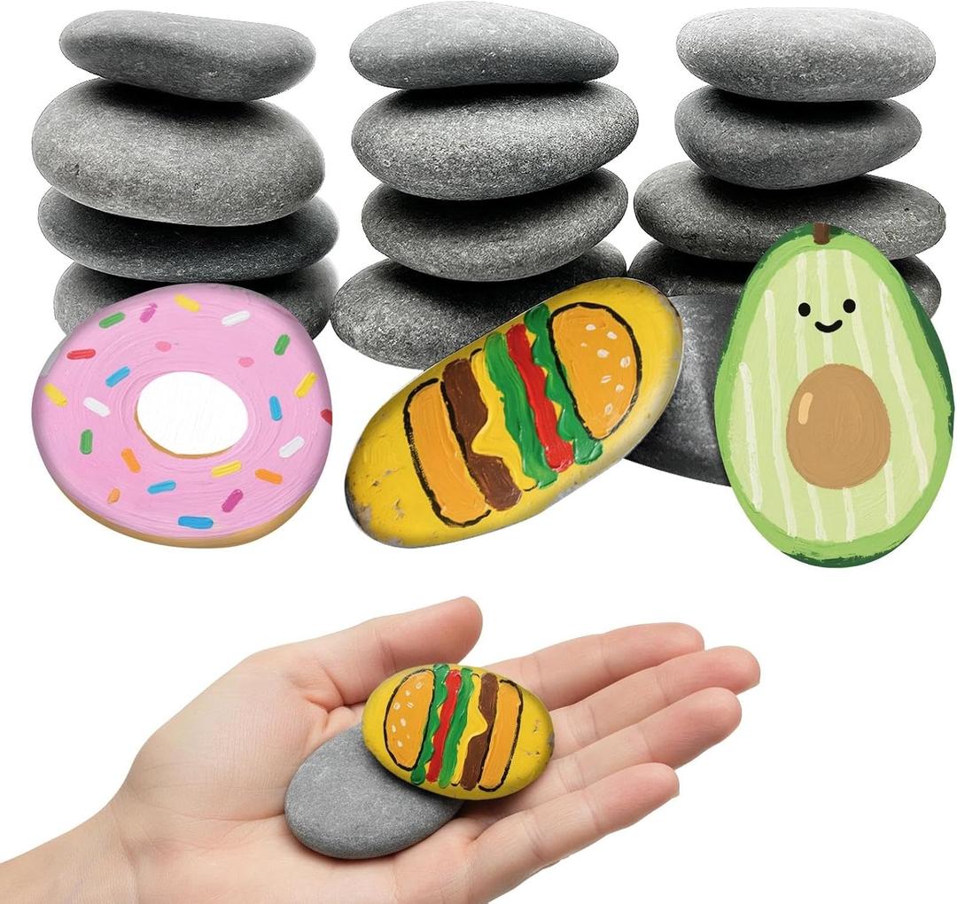 Reeplan 16PCS Rocks for Painting, 2-3 Inches Natural Smooth River Rocks for Painting, Flat Stones for Crafts and Decorations, Kindness Stones for DIY Arts(16)