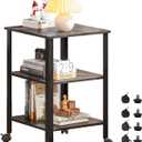 Side Table, End Table with Wheels, Printer Stand with 3-Tier Storage, Bedside Table, Telephone Table, Square Small Side Table for Living Room, Bedroom, Office, Kitchen, Metal Frame, Easy Assembly -White
