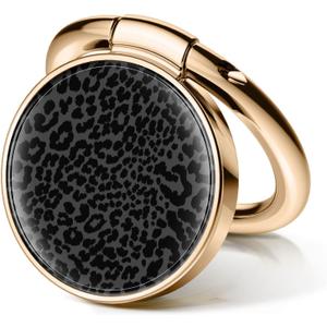 Cell Phone Ring Holder, Cute Metal Phone Grip Stand Finger Ring Kickstand, Flexible 360Rotation Phone Tablet Case Accessories Compatible with Most Phones Black Leopard Design