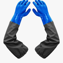Haiou PVC Chemical Resistant, Long Rubber, Heavy Duty Waterproof Gloves for Chemical and Acid Work, 25 inches, Large-Blue, Pair of 1