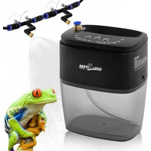 REPTI ZOO 800ml Portable Mister Fogger for Reptile Tank Enclosure - Terrarium Misting System With 2 Nozzles for Amphibians and Rainforest Plants