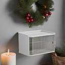 White Wave-Design Pet-Proof Tissue Box Holder - Wall-Mounted, Dual Dispenser Organizer for Kitchen, Office, Outdoors - ABS+HIBS Material, Transparent Lid, Damage-Free Adhesive