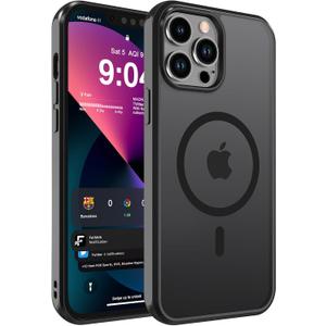 DEERLAMN Magnetic Matte Case for iPhone 15 Pro Max 6.7-Inch, [Compatible with MagSafe][Military Grade Drop Protection] Anti-Fingerprint Slim Translucent Shockproof Protective Phone Cover, Black