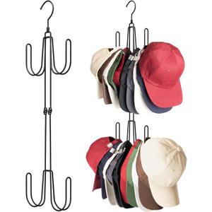 NANATI Hat Hangers for Closet, Stainless Steel Hat Organizer, Hat Racks for Baseball Caps, Cap Organizer for Baseball Caps, 1 Pack, Black