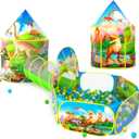 PigPigPen 3pc Dinosaur Play Tent for Kids, Baby Ball Pit, Crawl Tunnel, Castle Tents for Toddlers, Children Indoor & Outdoor Playhouse Toys, Perfect Kids Gifts (118 inches x 47 inches x 51 inches)