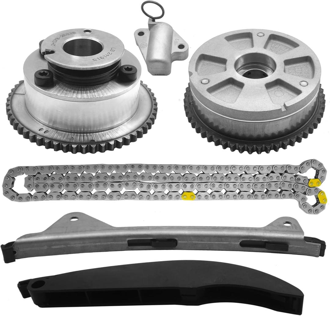 Timing Chain Kit with VVT Camshaft Sprocket for Hyundai Elantra 2017-2020, Kona 2018-2021, Veloster 2019-2021,for Kia Forte 2017-2022 2.0L 243502E700 243702E020 Intake & Exhaust Sprocket