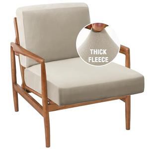 H.VERSAILTEX Couch Cushion Covers Stretch Fleece Couch Covers for Modern Living Room Chair Thick Soft Accent Chair Cover Washable(Seat Cushion Cover Plus Back Cushion Cover,Oatmeal)