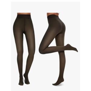 NexiEpoch 2 Pairs Fleece Lined Tights Women - Pantyhose Sheer Black Thick Dress Thermal Warm Fake Leggings for Winter, M