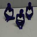 FJS Living Room Decor: Flocked Thinker Statue, 4.7" H Navy Blue Abstract Art Sculpture - Set of 3 for Home, Office, Shelf, Table Decoration