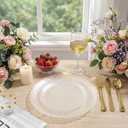 Festiva 60PCS Clear Ivory Plastic Plates - Heavy Duty Weave Pattern Fancy Disposable Plates -serve for 30 guests Include 30PCS 10" & 30PCS 7" Plates for Bithday &Easter Party(Ivory)