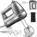 Electric Hand Mixer, Powerful Hand Mixer Electric Handheld with 304 Beaters, Dough Hook,Hand Held Mixer with Turbo for Baking Cakes, Eggs, Cream Food(Grey)