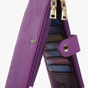 Travelambo RFID Wallet Women Large Size Bifold Multi Card Wallet Case with Zipper Pocke Credit Card Holder for Women, Purple